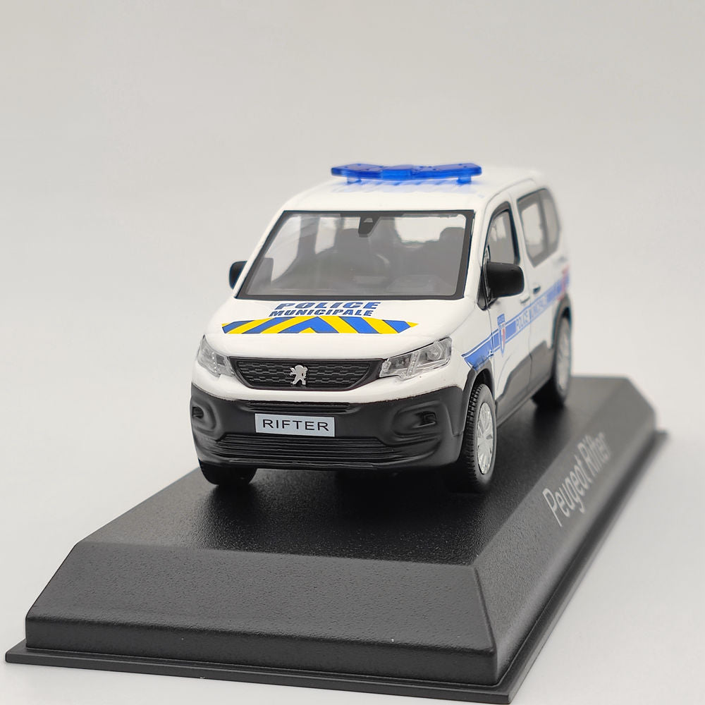 Norev – Peugeot Rifter Van moulé sous pression, modèle de voiture de Police, Collection de cadeaux de noël, 1/43