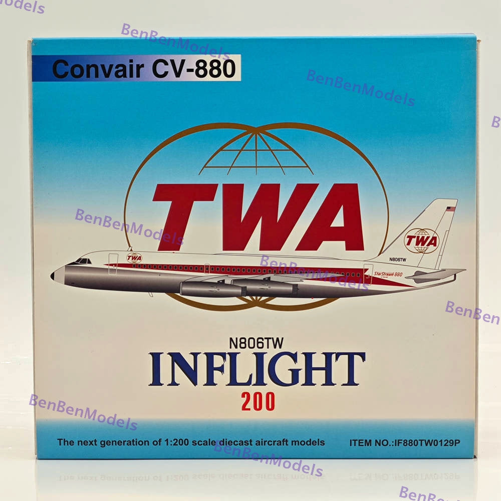 1:200 INFLIGHT 200 TWA / N806TW WITH STAND / CONVAIR CV-880 IF880TW0129P Diecast