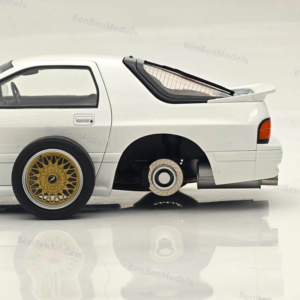 TopArt MODEL 1:18 MAZDA RX7 FC3S 1989 White / Gold Wheels Diecast Model Car