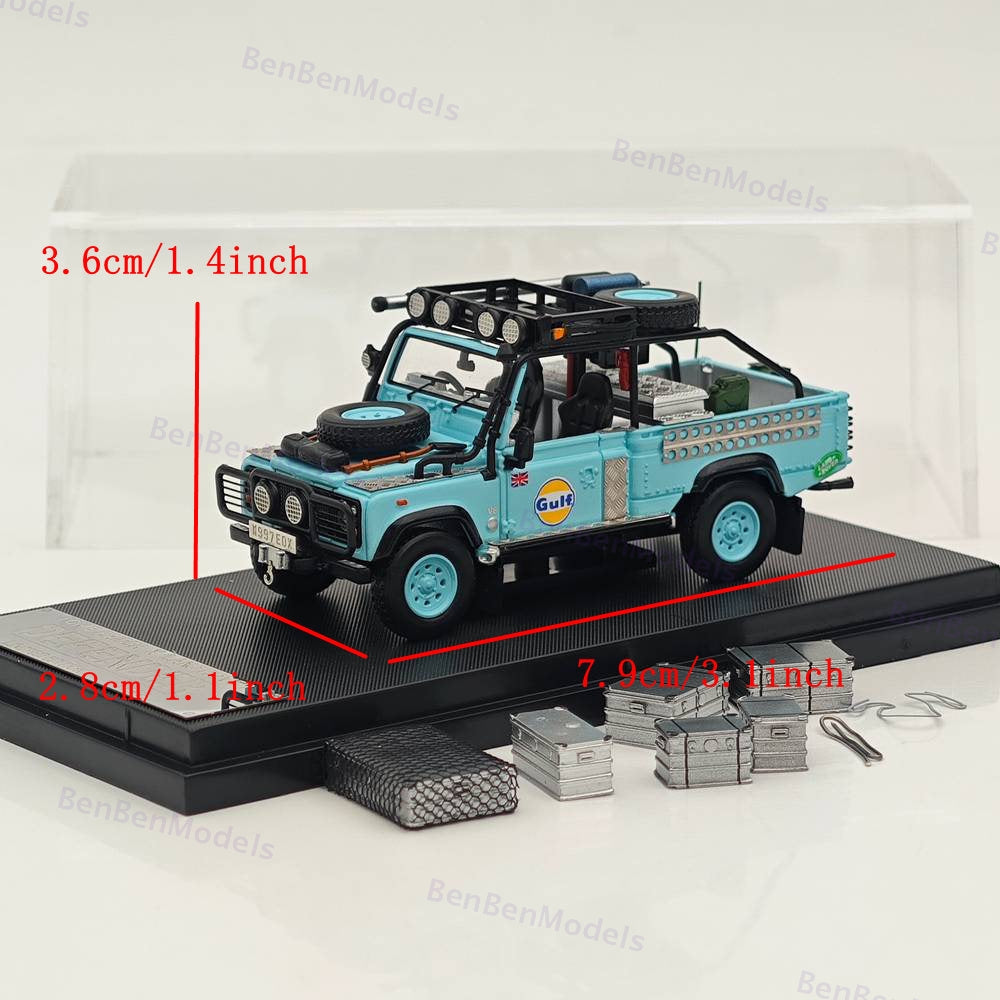 1:64 SW Blue Gulf Defender 90 Pickup Sports Model Diecast Metal Car Limited
