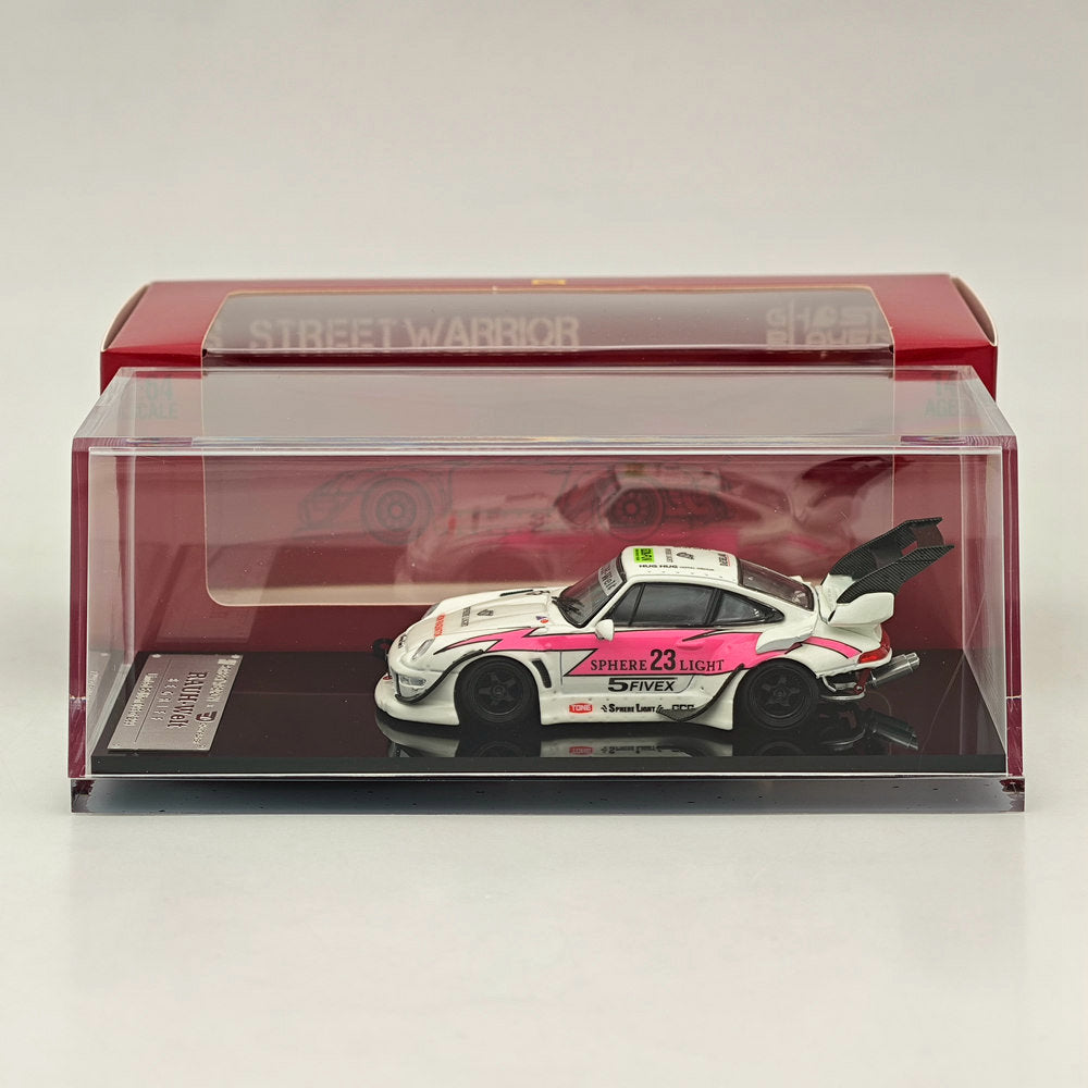 1/64 SW RWB 993 Rauh-Welt Modified Pink #23 Tall Wing Diecast Model Car Limited