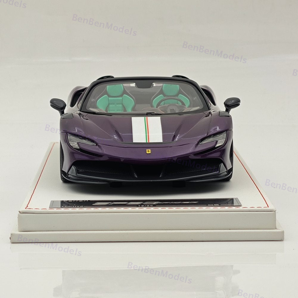 CE 1/18 Ferrari SF90 Spider Supercar Car Purple Resin Model Limited Collection