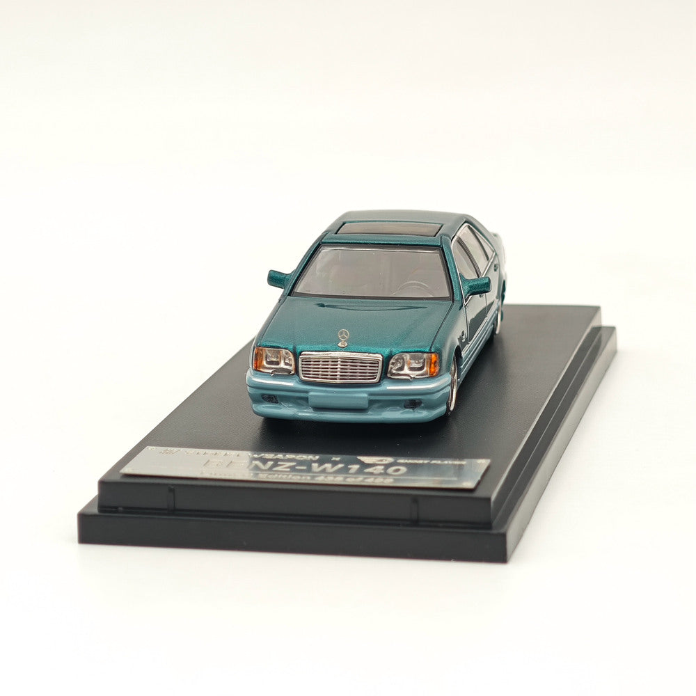 Modèle réduit de voiture moulée sous pression Mercedes Benz W140 S600 verte limitée 499 à l'échelle 1:64
