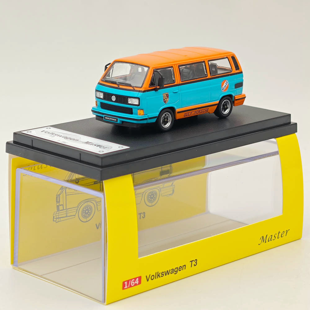 Master 1:64 VW T3 Martini Gulf Oil Van Diecast Toys Car Models Miniature Hobby Exquisite Gifts