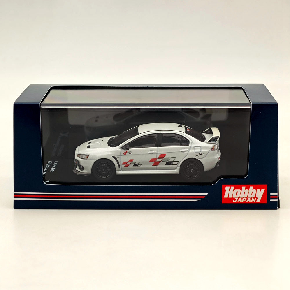 Hobby Japan 1/64 Lancer Evolution X RALLIART White Pearl HJ643053BWP Diecast Model Car Limited Collection