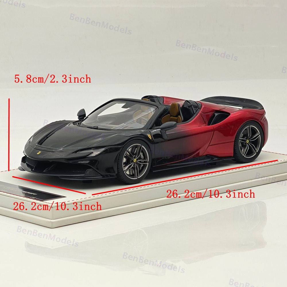 CE 1/18 Ferrari SF90 Spider Supercar Car Red Black Gradient Resin Diecast Model