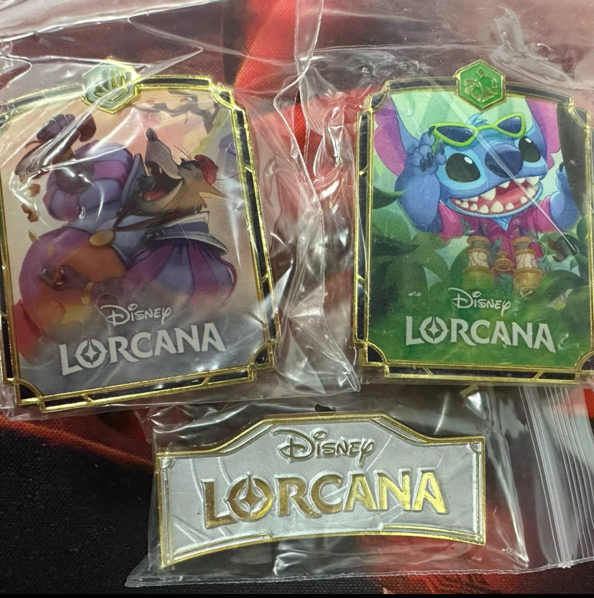 2025 Lorcana Disney chinese tcg game promo logo badge stitch logo 3pcs