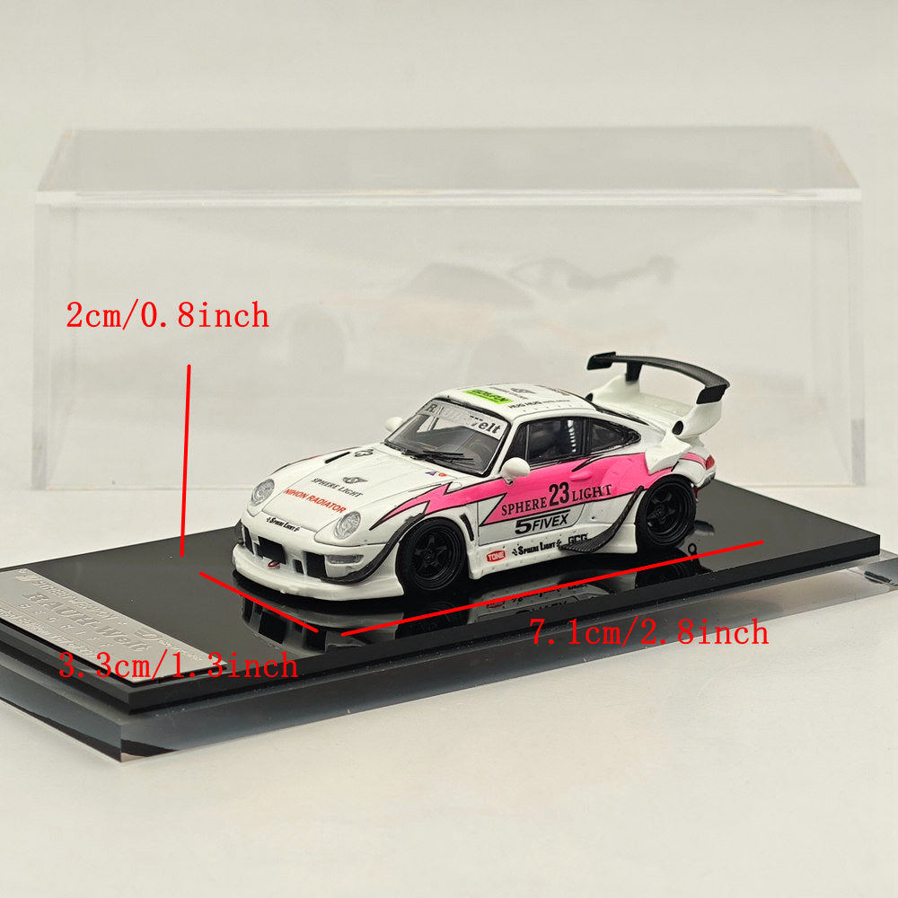 Modèle réduit de voiture moulé sous pression SW RWB 993 Rauh-Welt Modified Pink #23 Short Wing Limited au 1/64
