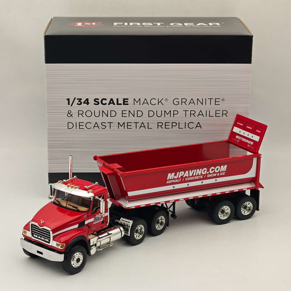 first gear truck FIRST 1/34 Mack Granite & Round End Dump Trailer 19-4187 DIECAST Model Truck