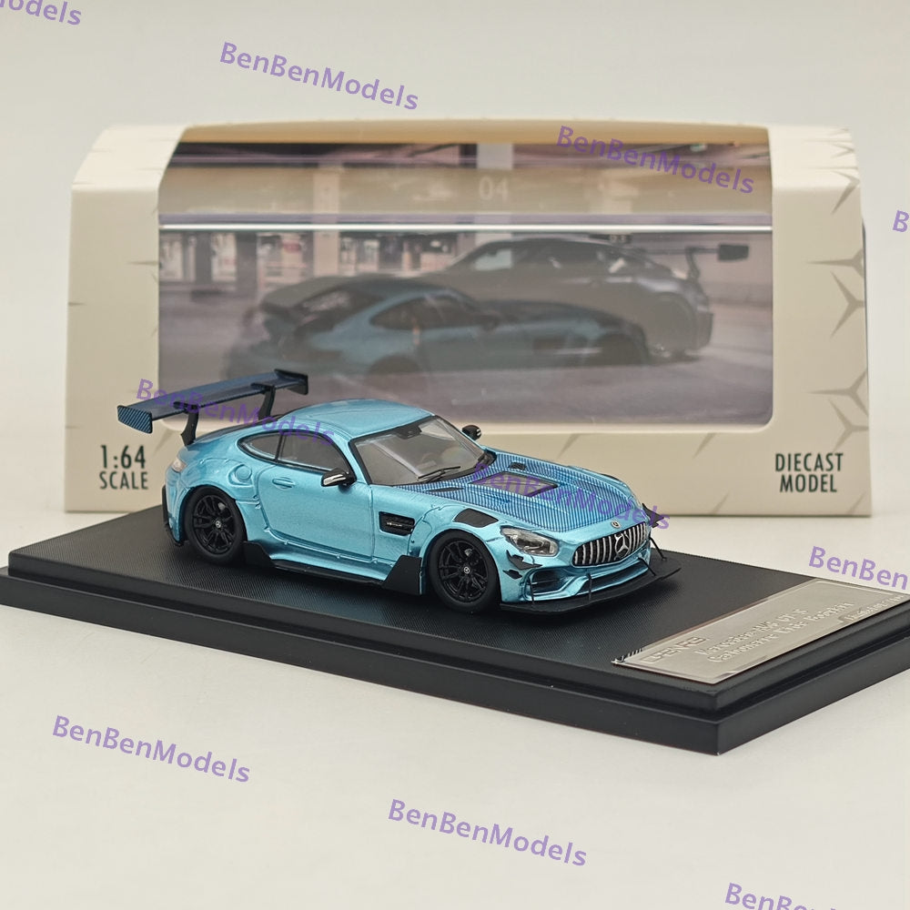 1:64 Rhino Model Mercedes AMG GTS Carbonerre Widebody Racing Sports Model Blue