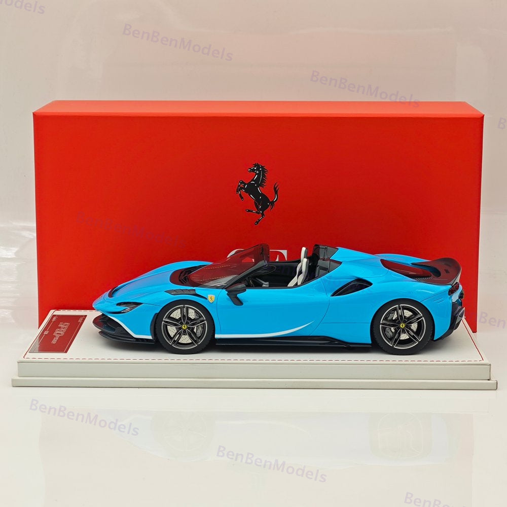 CE 1/18 Ferrari SF90 Spider Supercar Car Blue Resin Model Limited Collection