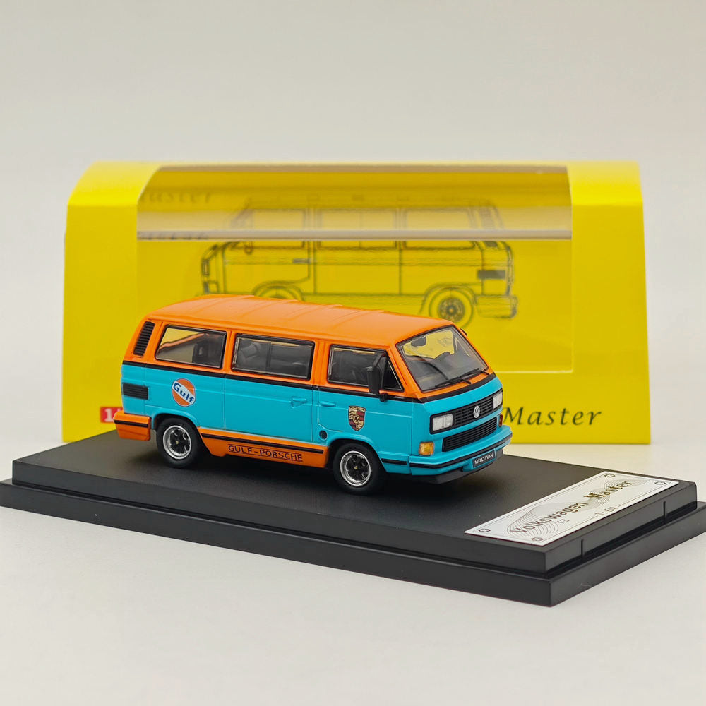 Master 1:64 VW T3 Martini Gulf Oil Van Diecast Toys Car Models Miniature Hobby Exquisite Gifts