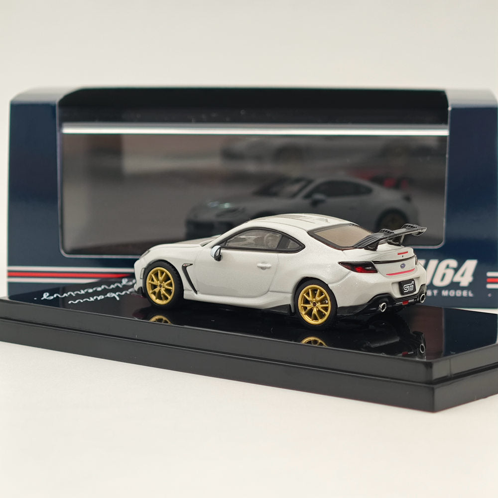 Hobby Japan 1:64 SUBARU BRZ STI Performance Crystal White Pearl with Stripe HJ642047SW Diecast Models Car Collection