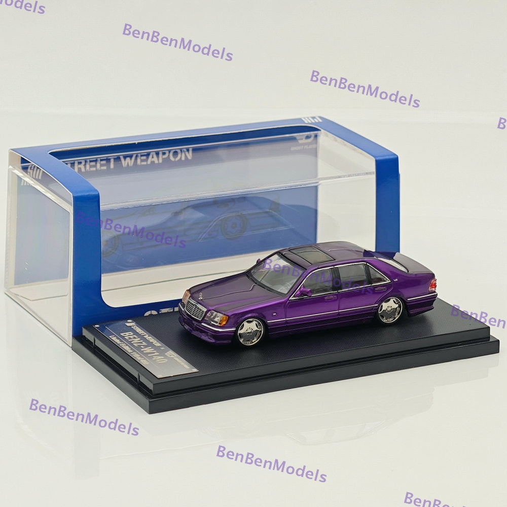 1:64 SW Mercedes Benz W140 S600 Purple Limited 499 Diecast Model Car Collection