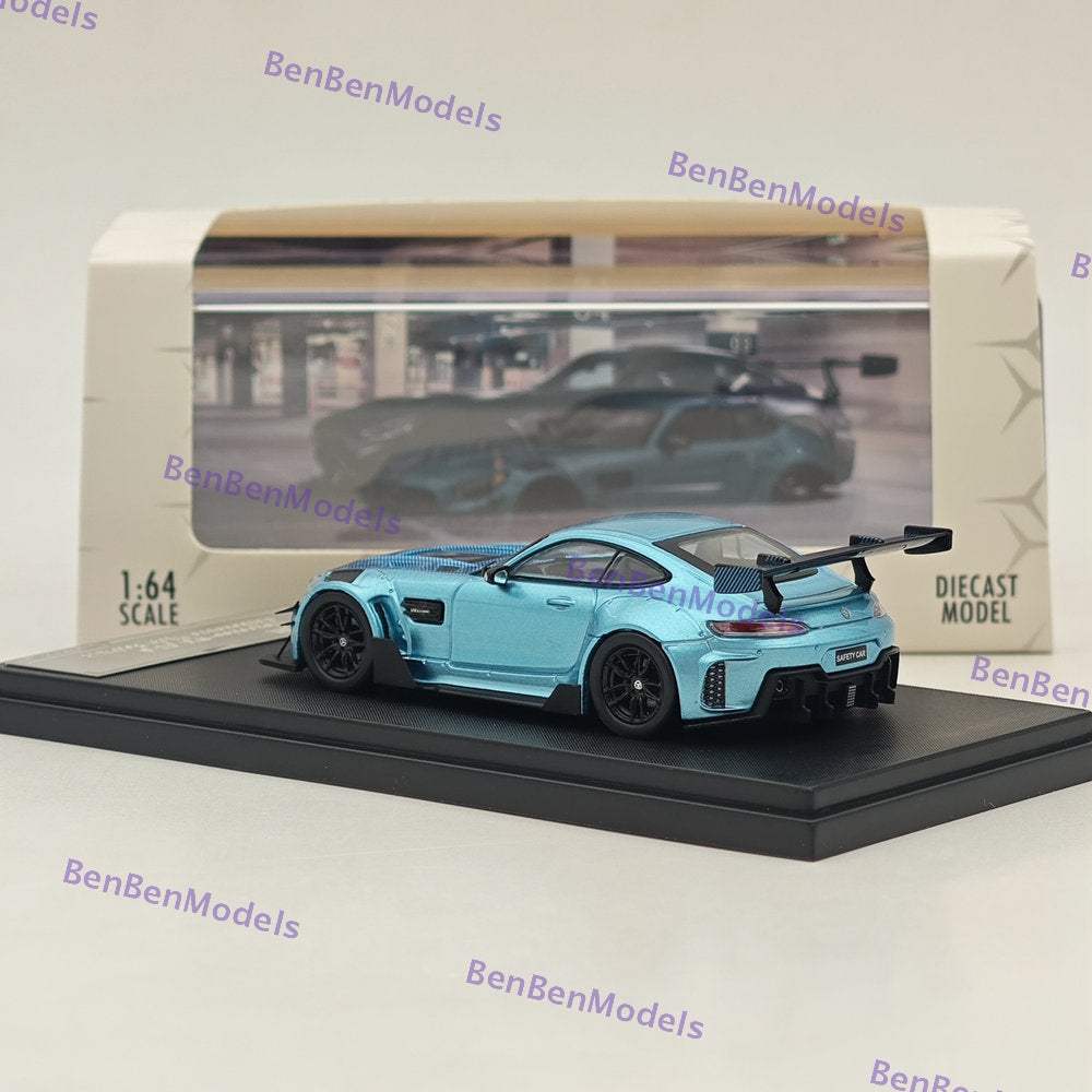 1:64 Rhino Model Mercedes AMG GTS Carbonerre Widebody Racing Sports Model Blue