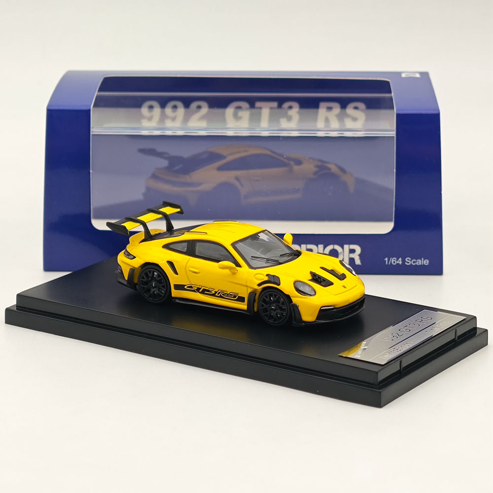 Modèles de voitures moulées sous pression SW Porsche 992 GT3 RS Racing Sports Jaune 1:64