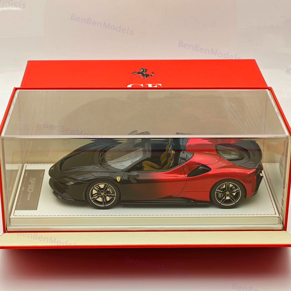 CE 1/18 Ferrari SF90 Spider Supercar Car Red Black Gradient Resin Diecast Model
