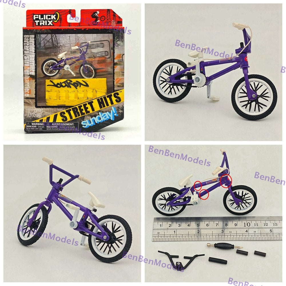 FLICK TRIX Street Hits Sunday! Finger Bike with Toys Barrier Diecast Gift Rare