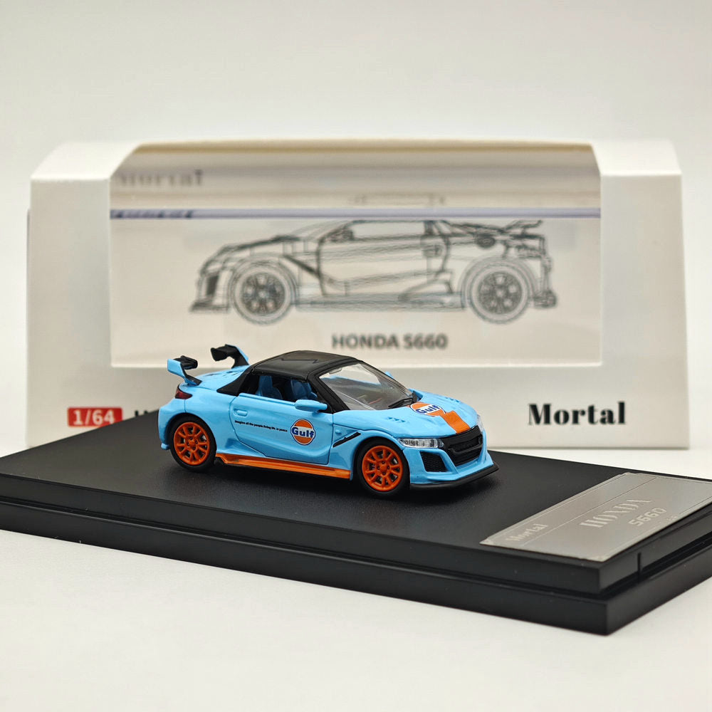 Mortal 1:64 Honda S660 Mugen Convertible with top cover Gulf ADVAN HKS SPOON Diecast Toys Car Models Collection Gifts