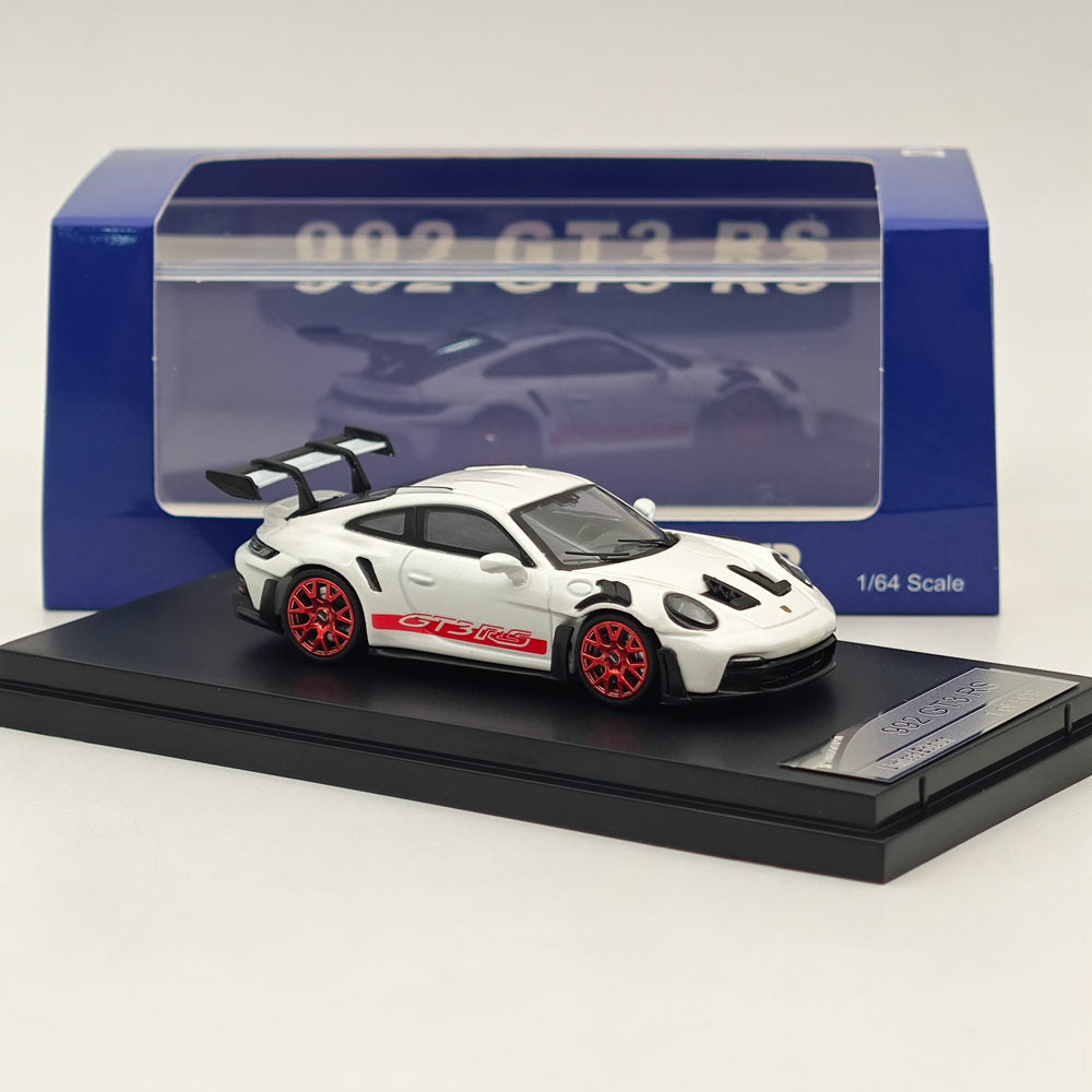 1:64 SW Porsche 992 GT3 RS Racing Sports White Diecast Models Car Collection
