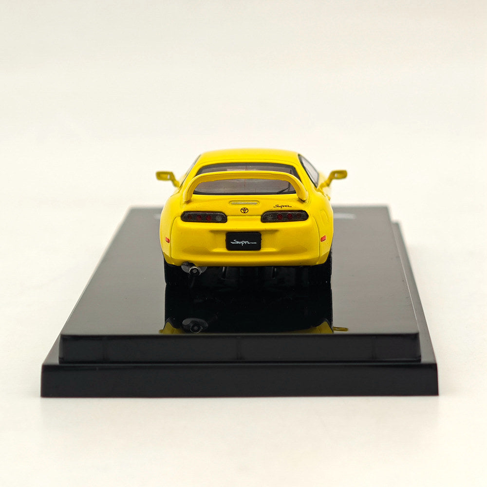 Hobby Japan 1/64 Toyota SUPRA RZ JZA80 avec pièces de spoiler actif Jaune HJ642042Y Modèles moulés sous pression Collection de voitures