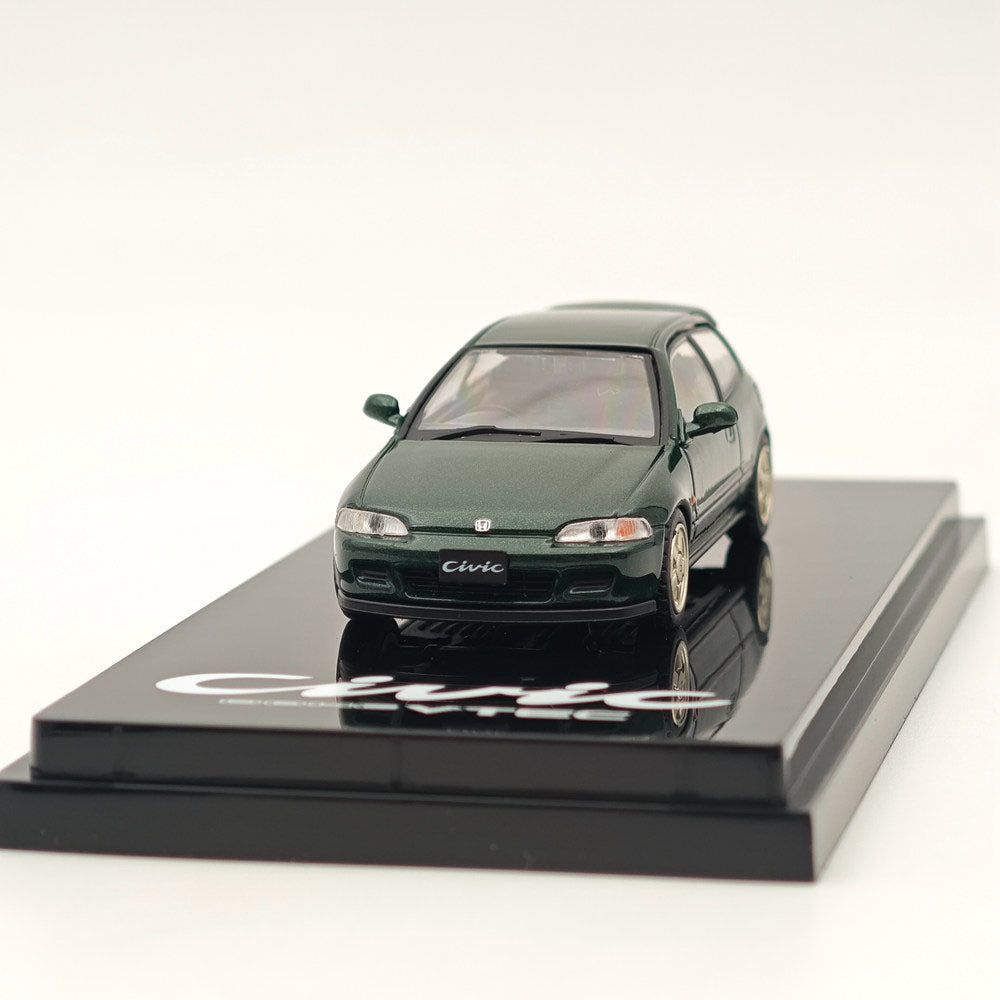 Hobby Japan 1/64 Honda CIVIC (EG6) Sir-S With Engine Display Model Lausanne Green (P) HJ641017SG Diecast Models Car Collection(Ships from the United States)