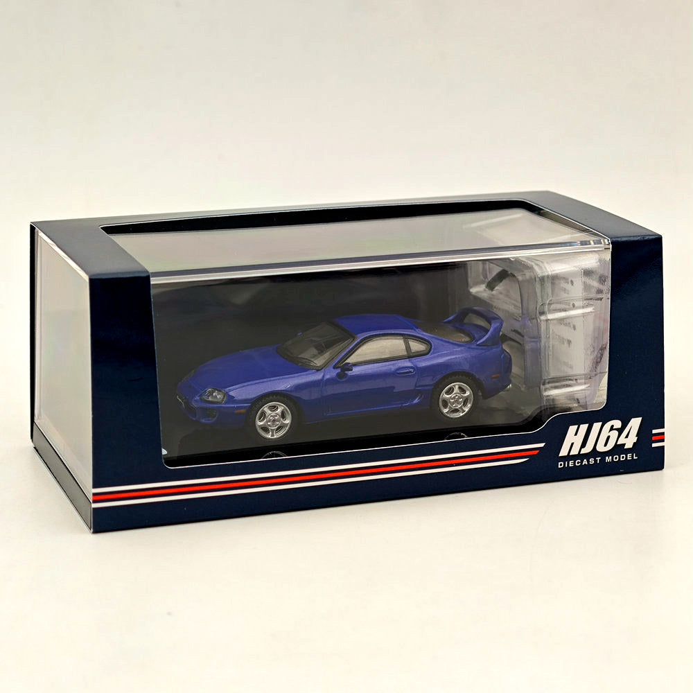 Hobby Japan 1/64 Toyota SUPRA RZ JZA80 avec pièces de spoiler actif Bleu HJ642042BL Modèles moulés sous pression Collection de voitures