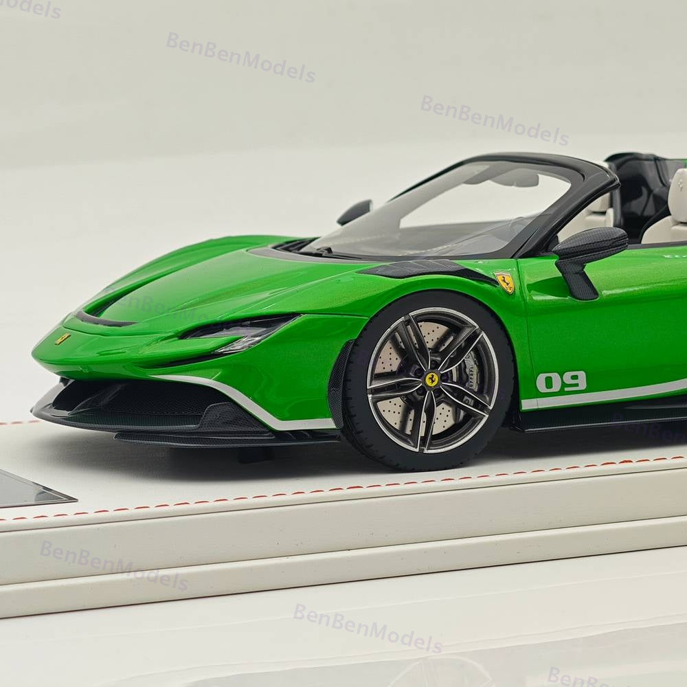 CE 1/18 Ferrari SF90 Spider Supercar Car Green Resin Model Limited Collection