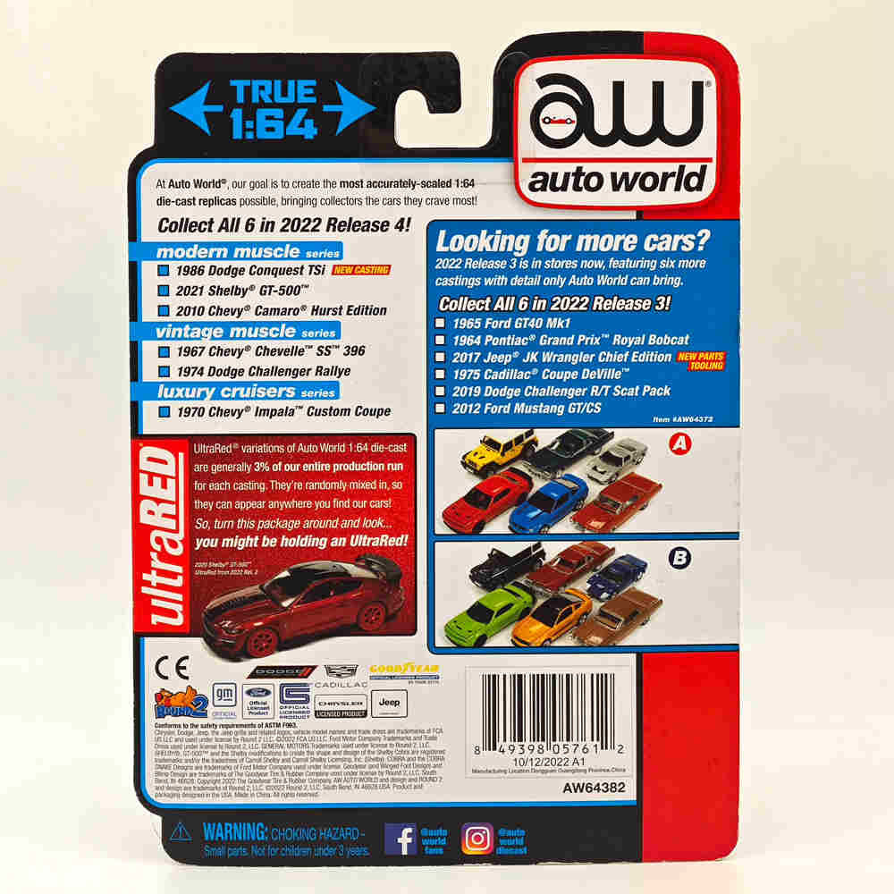 CHASE Auto World 1/64 1967 Pontiac GTO Red Diecast Models Car