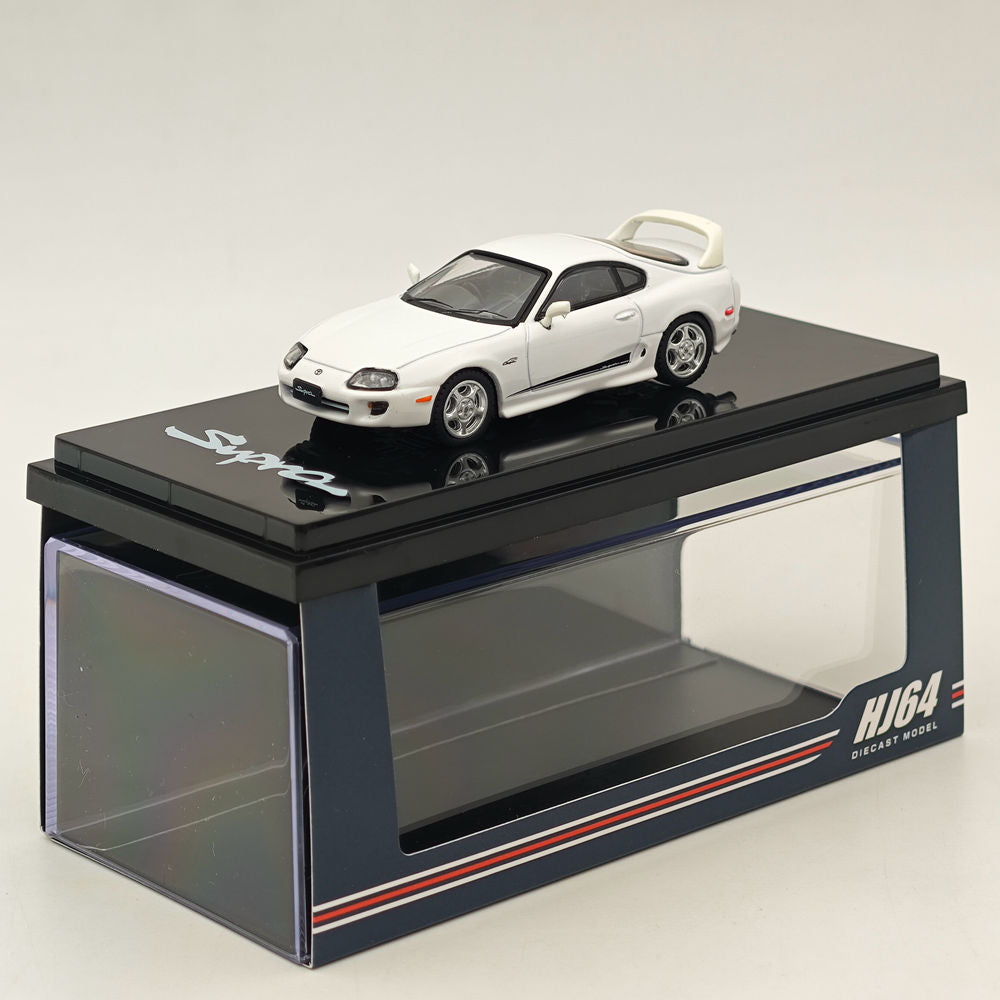 Hobby Japan 1/64 Toyota SUPRA RZ JZA80 VERSION PERSONNALISÉE ORIGINALE avec ActiveSpoiler Blanc HJ643042W Modèles moulés sous pression Collection de voitures
