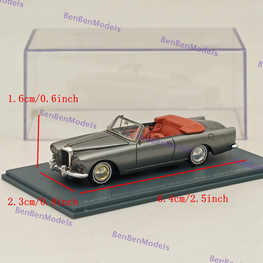 1/87 NEO Bentley SIII Continental Mulliner Park Ward Convertible Grey Resin Car