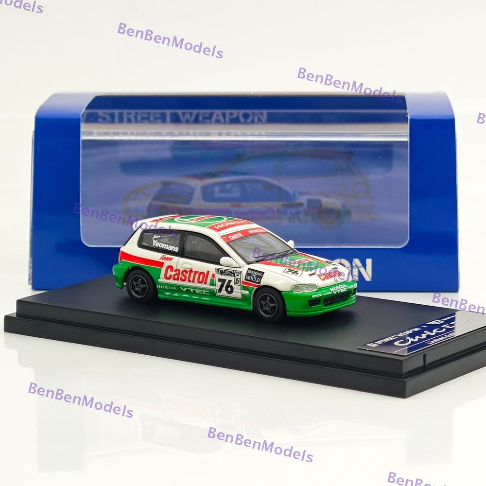 1:64 SW Civic EG6 Castrol Livery #76 Diecast Model Limited 499 Collectible Car