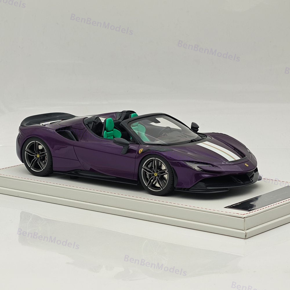 CE 1/18 Ferrari SF90 Spider Supercar Car Purple Resin Model Limited Collection
