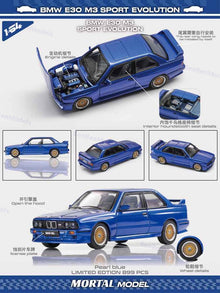 Mortal 1:64 BMW E30 M3 Sport Evolution Alloy Openable Hood Diecast Toys Car Models Hobby Collection Gifts