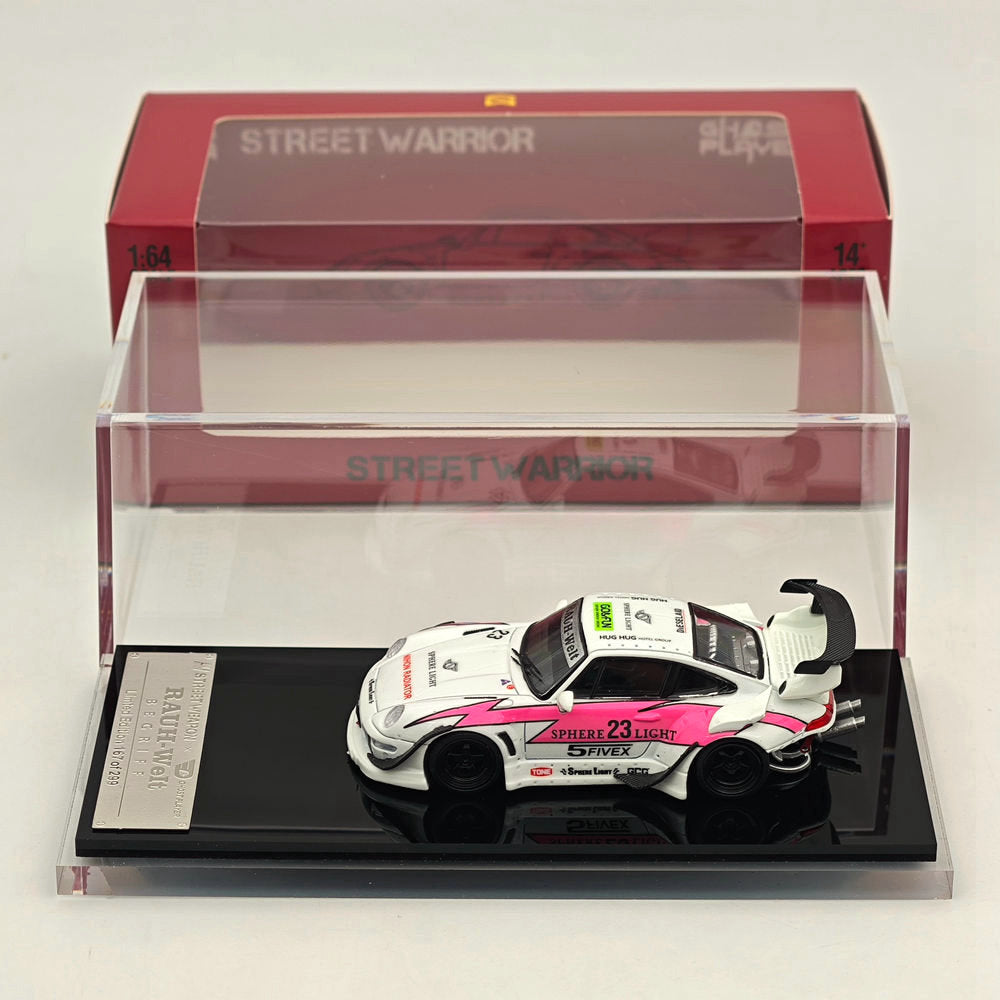 Modèle réduit de voiture moulé sous pression SW RWB 993 Rauh-Welt Modified Pink #23 Short Wing Limited au 1/64