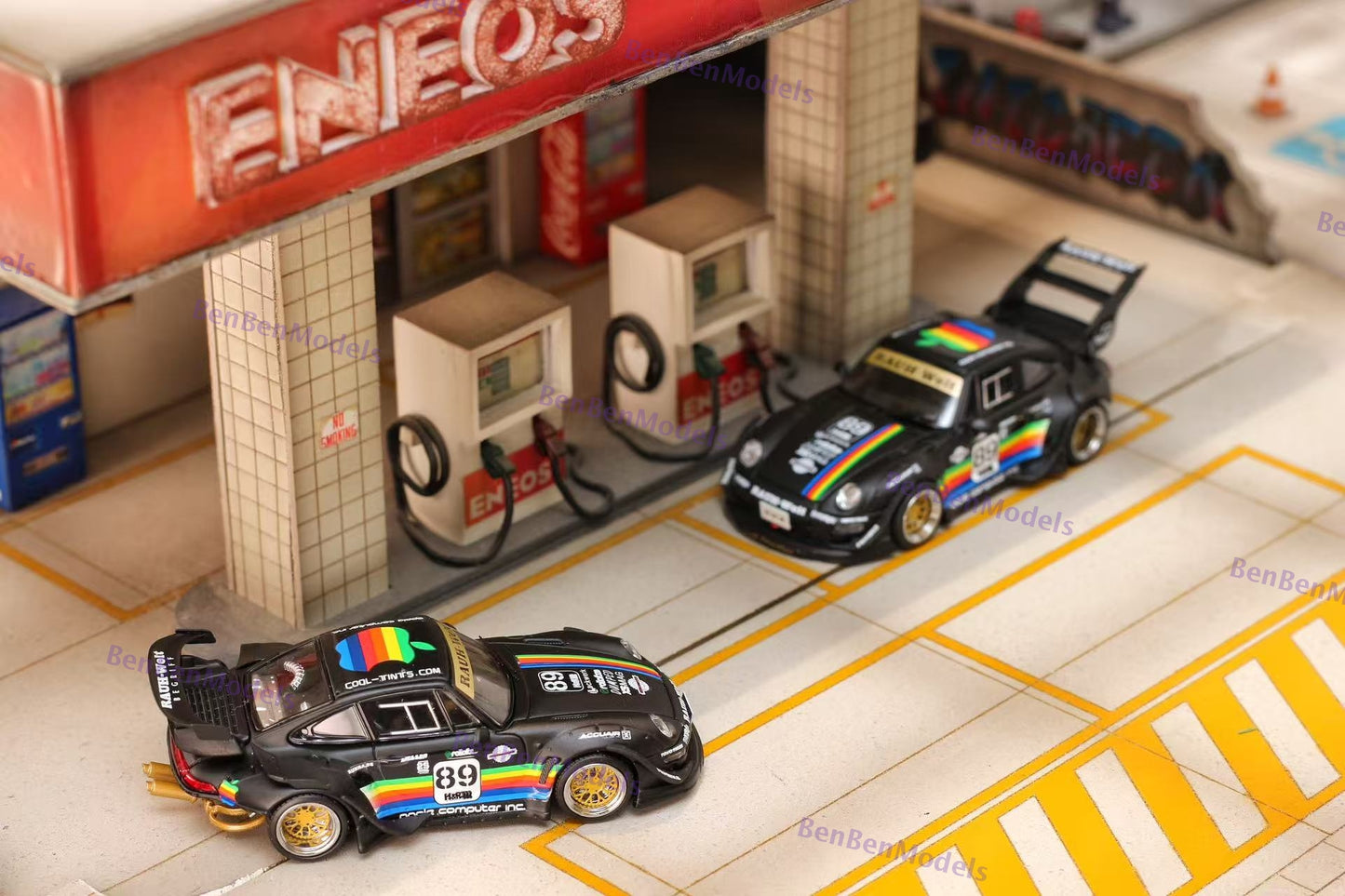 Pre-sale 1:64 SW Matt Black 911 RWB 993 Apple #89 Racing Sports Model Diecast