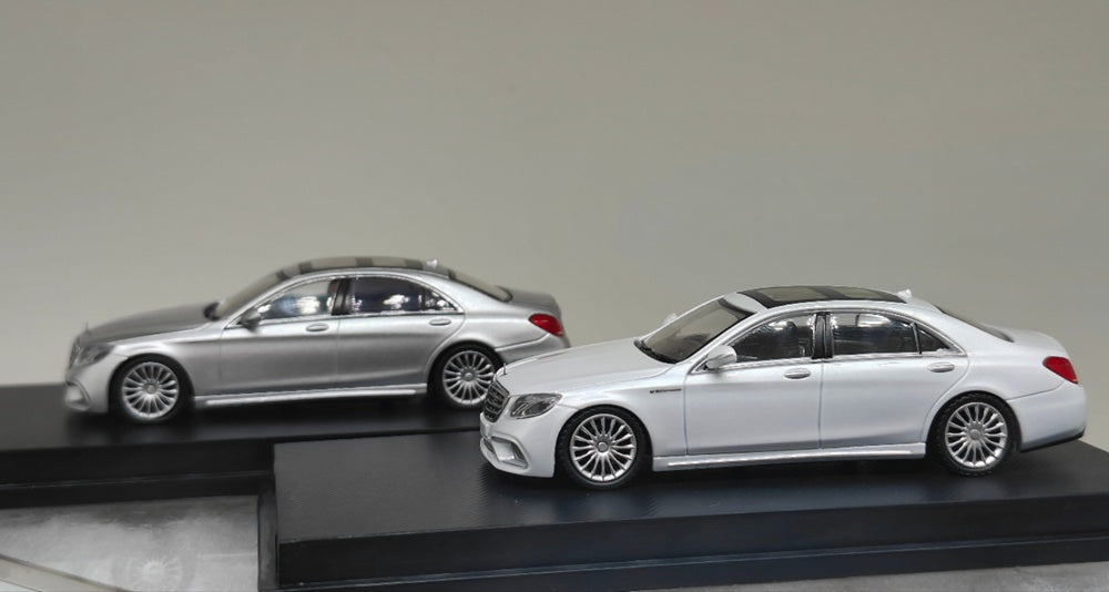 MJ 1:64 Mercedes Benz S65 AMG W222 Diecast Toys Car Models Collection Gifts Limited Edition White/Silver