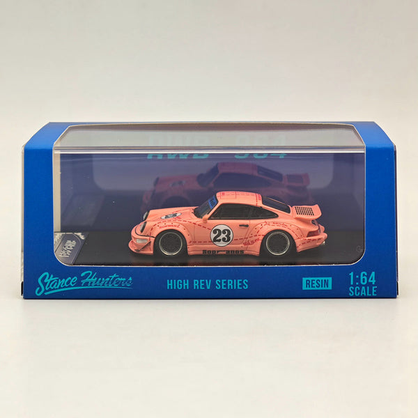 Stance Hunters 1/64 Porsche RWB 964 Rauh-Welt #23 High REV Series Pink Resin Models Car Toy Limited 199pcs Collection