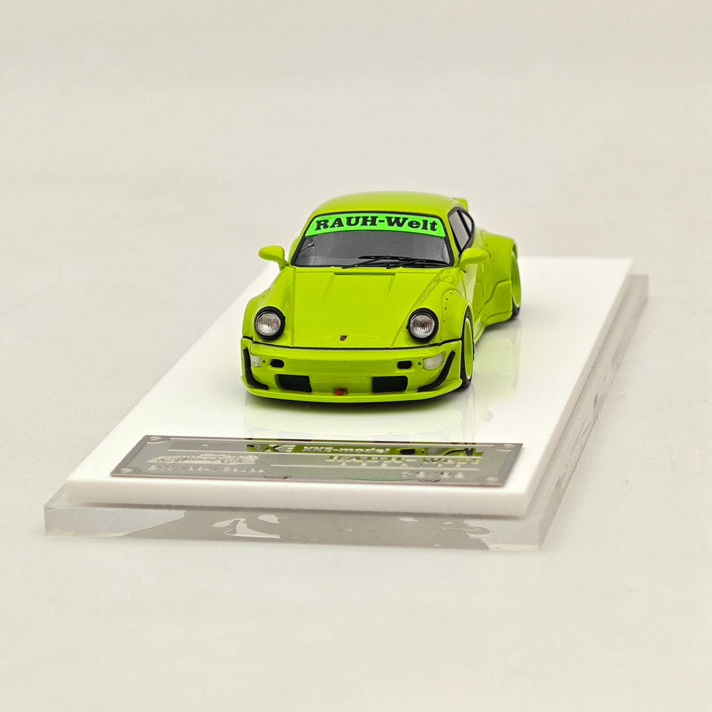 XKE Porsche 1/64 RWB rauh-welt BEGRIFF, modèles de voiture en résine vert pomme, collection limitée, cadeau automobile, 964