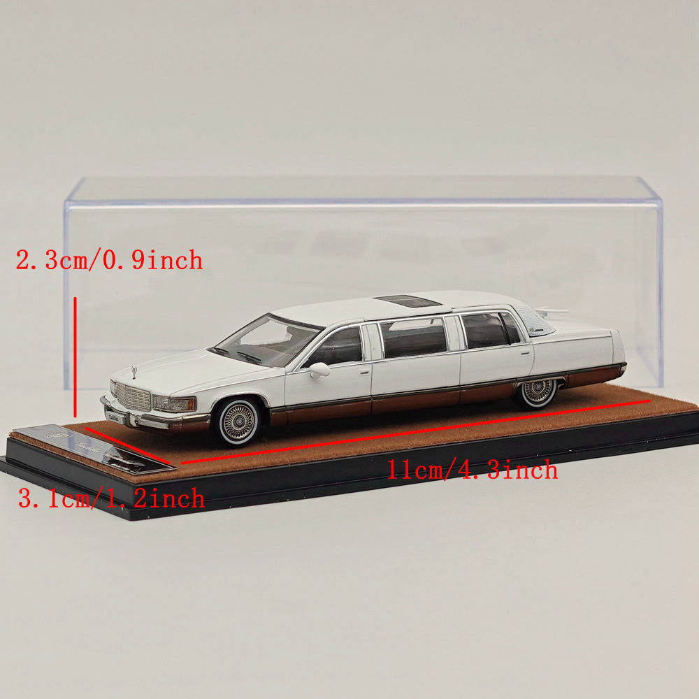 Modèles de voitures moulées sous pression en alliage blanc Cadillac Fleetwood édition étendue 1/64