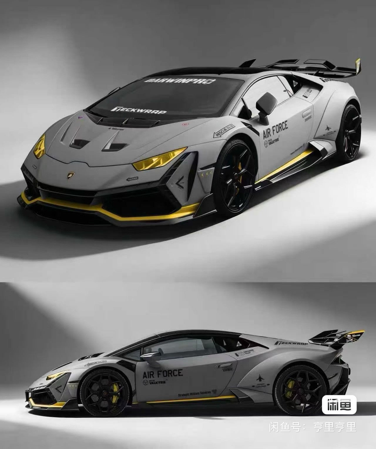 1/64 KINGMODEL GT Show Huracan Sto Wide Body Grey Diecast Toys Car Model Air Force Livery