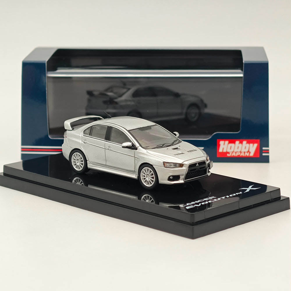 Hobby Japan 1/64 Mitsubishi Lancer Evolution X Cool Silver Metallic HJ641053AS Diecast Model Car