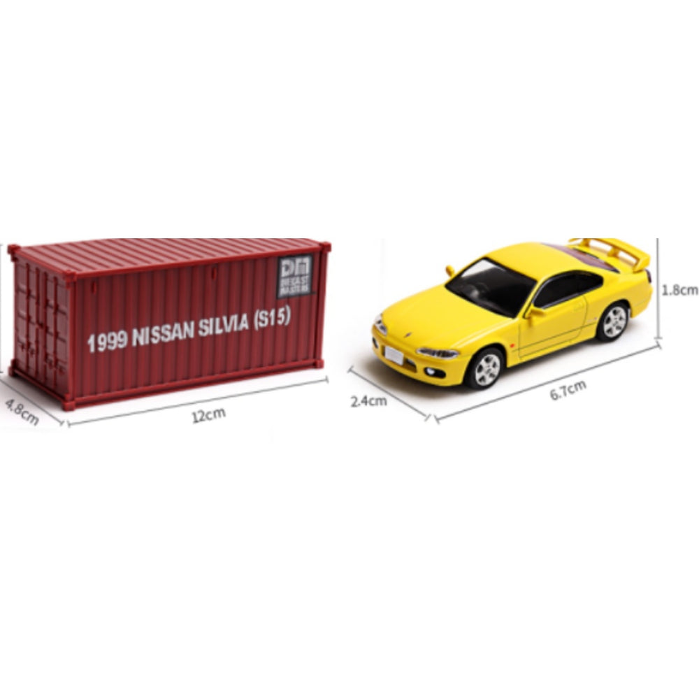 DM Container DieCast Master 1:64 Nissan Silvia S14 S15 Jouets Modèles de voitures Miniatures Hobby Collection Cadeaux