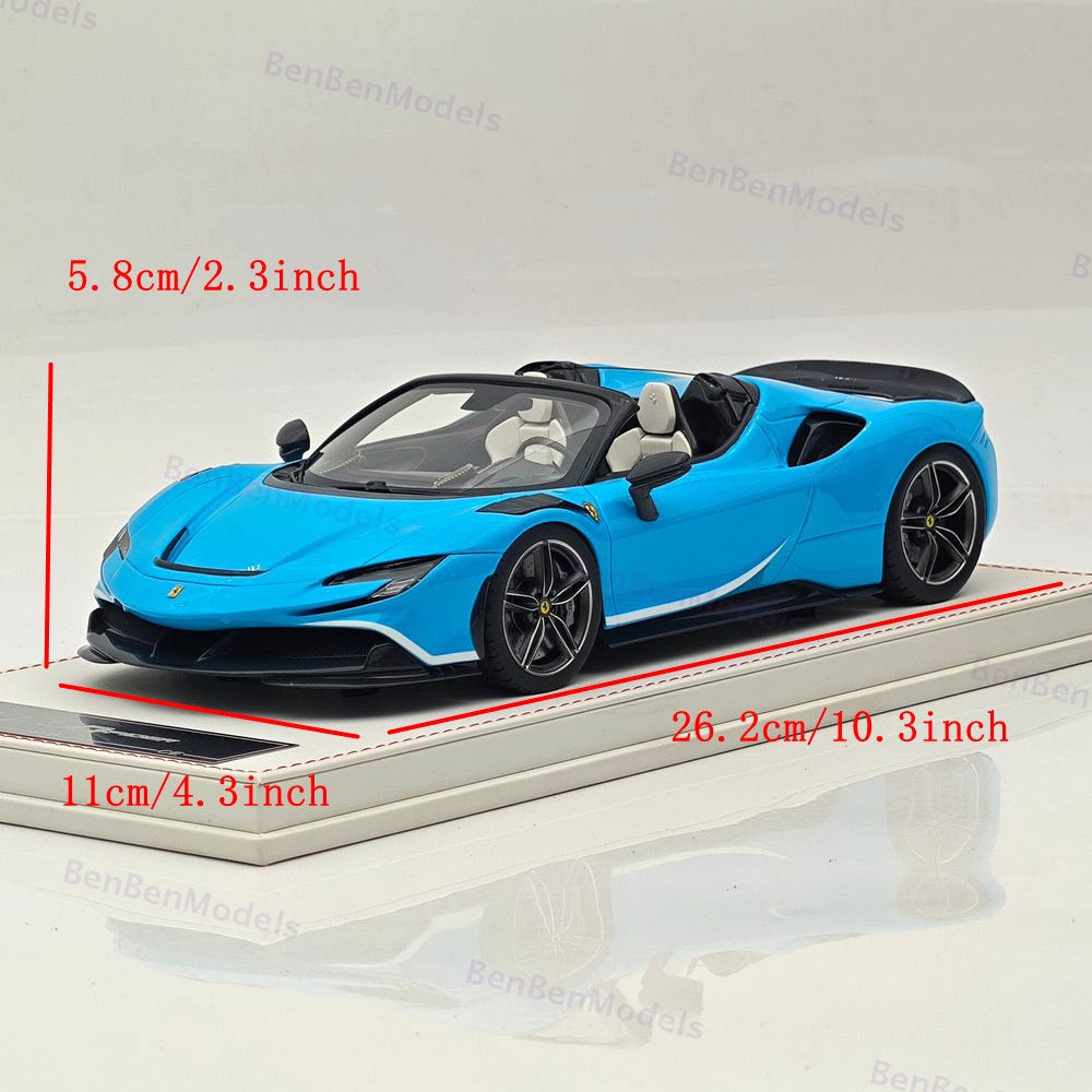 CE 1/18 Ferrari SF90 Spider Supercar Car Blue Resin Model Limited Collection