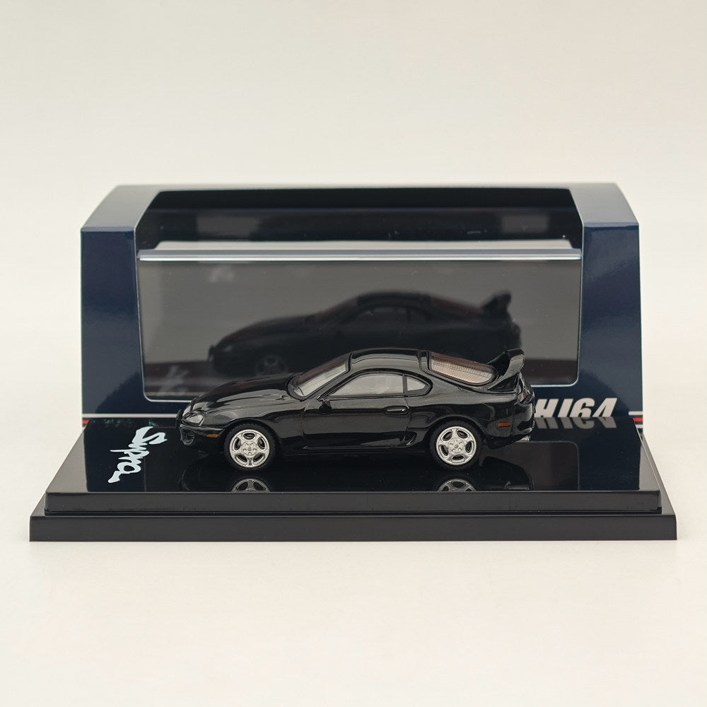 Hobby Japan 1/64 Toyota SUPRA RZ JZA80 avec pièces de spoiler actif Noir HJ642042BK Modèles moulés sous pression Collection de voitures