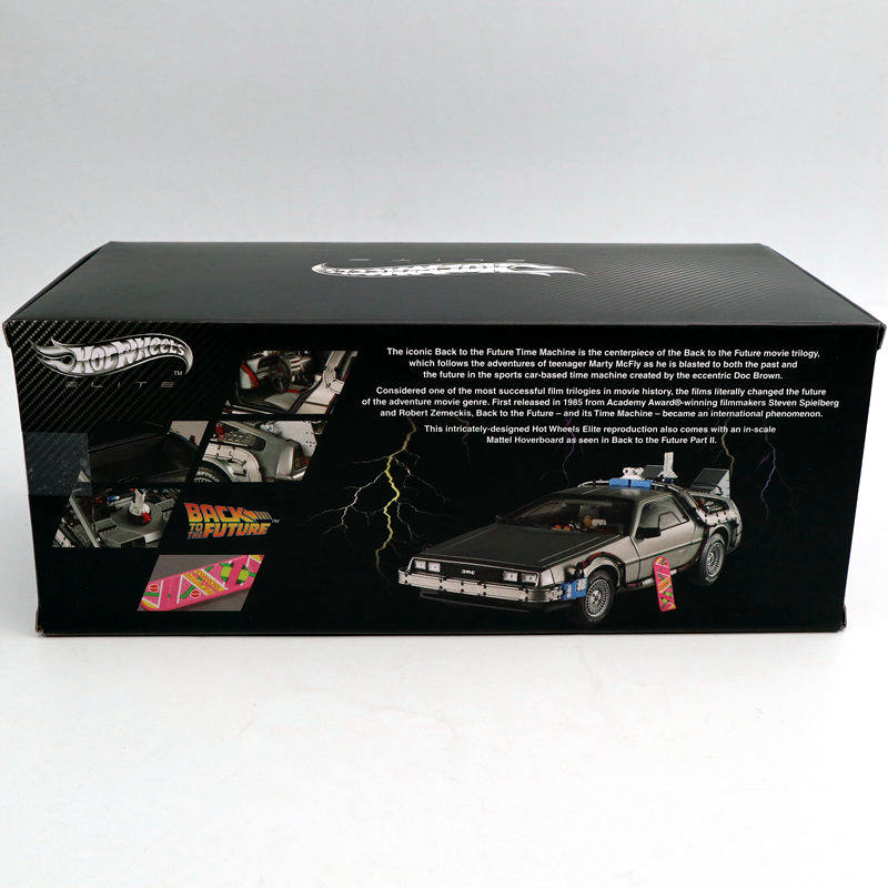 Hot Wheels 1/18 Elite Back To The Future Time Machine BCJ97 Diecast Model Car Collection Auto Gift