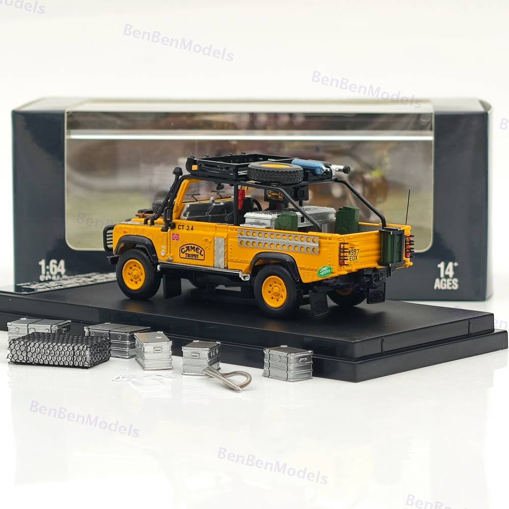 1:64 SW Yellow Camel Defender 90 Pickup Sports Model Diecast Metal Car Limited