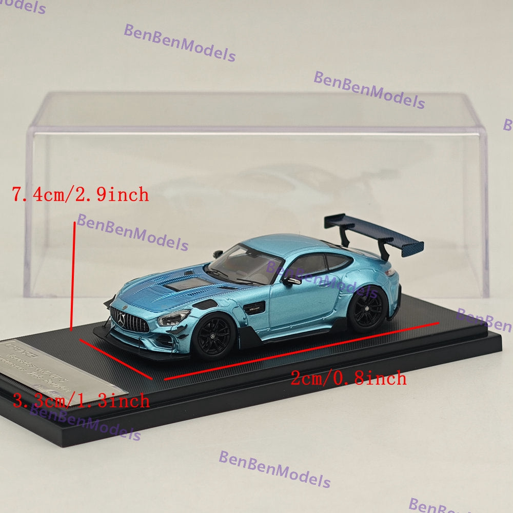 1:64 Rhino Model Mercedes AMG GTS Carbonerre Widebody Racing Sports Model Blue