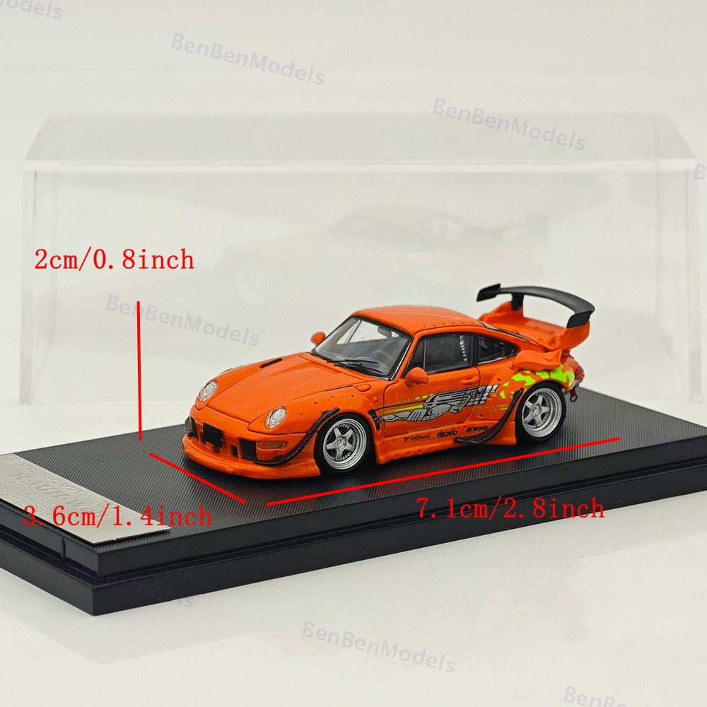 1/64 SW Porsche RWB 993 RAUH-Welt Orange Speed and Furious Diecast Metal Car