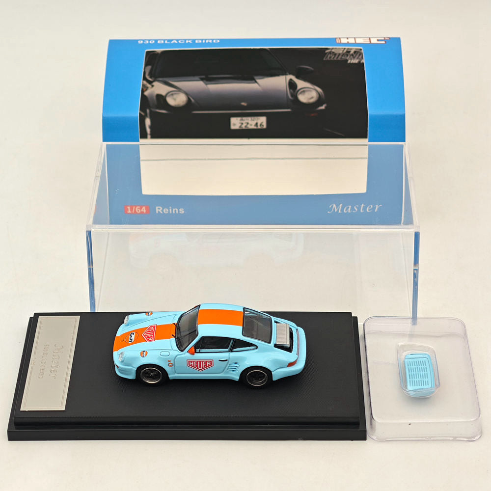 Master 1:64 Reins Porsche 930 Black Bird 2024 HEC Gulf Diecast Toys Car Models Collection Gifts Limited Edition